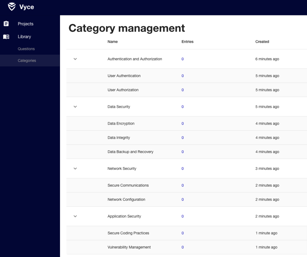 Categorized folders in Vyce’s Knowledge Library showing easy navigation through topics